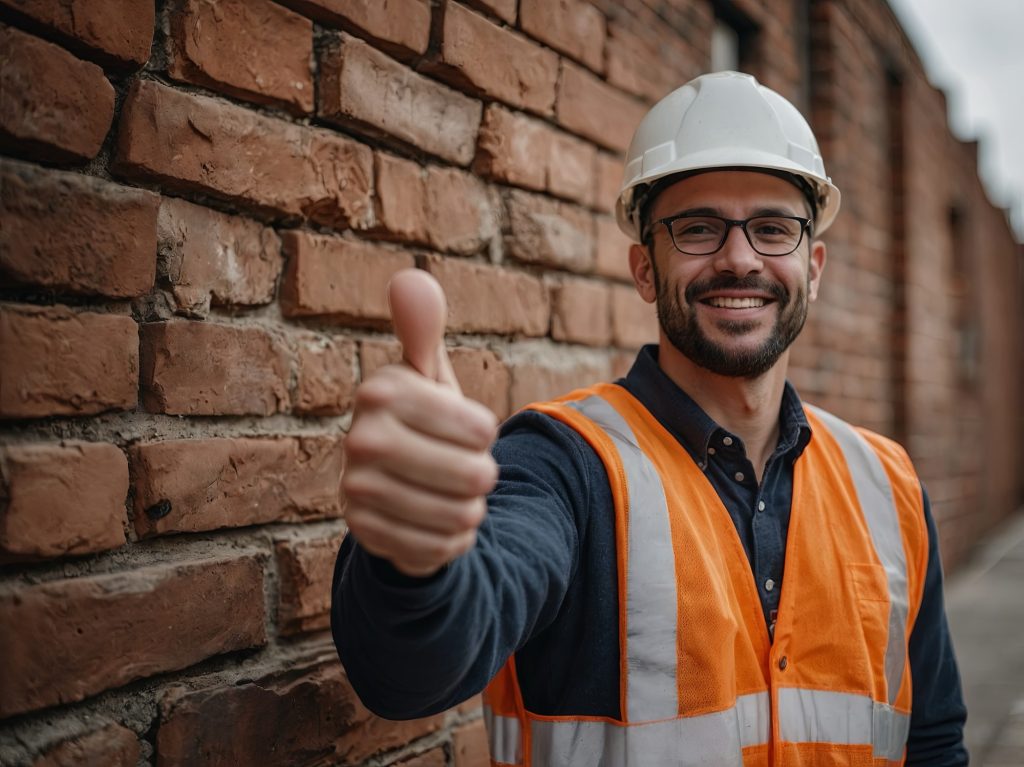 travailleur de la construction heureux